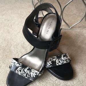 Tahari Black and White Heel Sandal